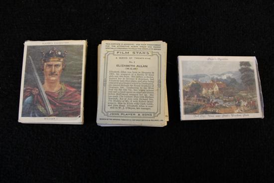 3 sets of 25 Players 1930s large cigarette cards, inc Old Hunting Prints + 50 Kings & Queens of England (4)